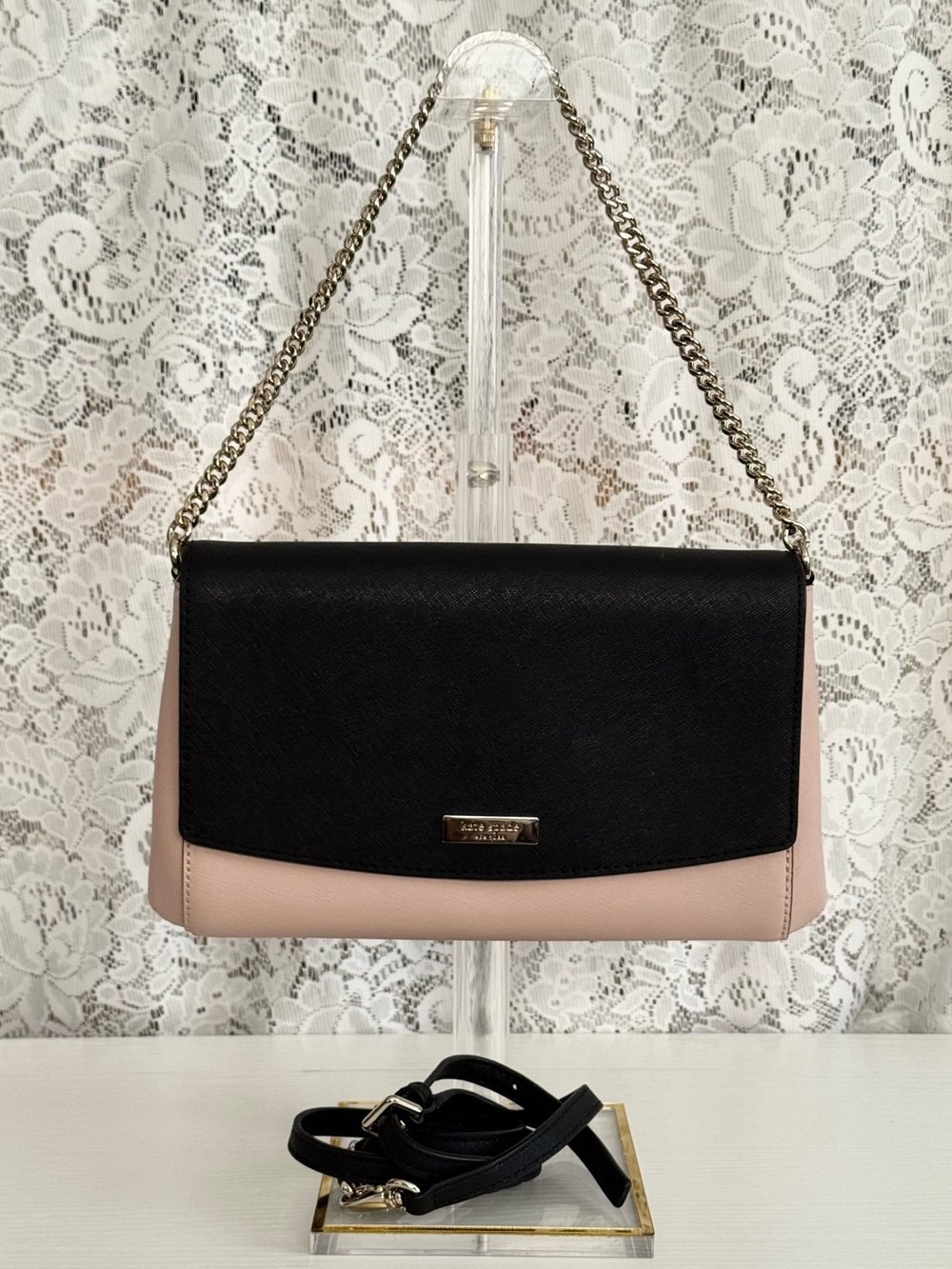 Kate Spade Laurel Way Greer Black Warm Vellum Crossbody Clutch